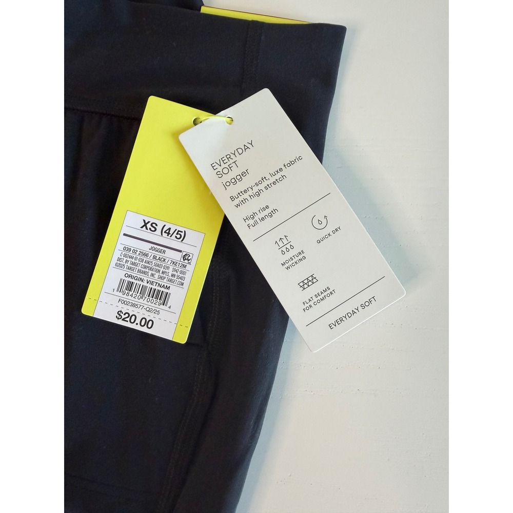 All in Motion Girls Everyday Soft Jogger Pants Black High Rise XS 4-5 NWT - Picture 2 of 2